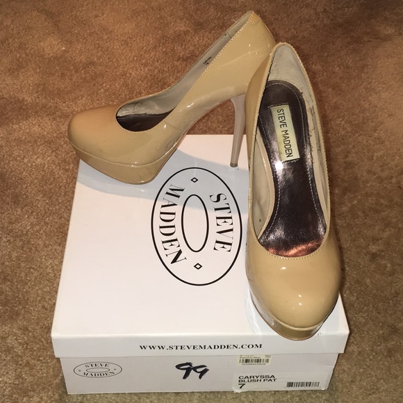 Steve Madden Shoes - Steve Madden Caryssa Tan Blush Patent Pumps